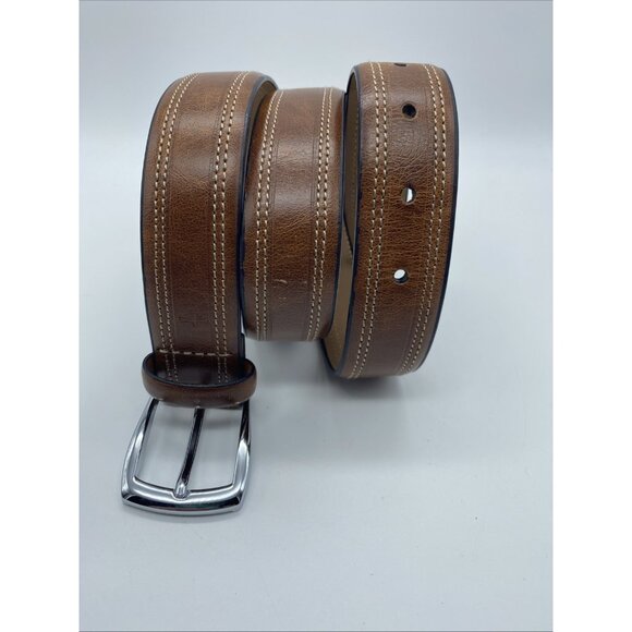 Dockers Men's Brown Leather Belt Size 32 Bonded Leather 1.25" Wide Style 1DK01KW - Picture 3 of 16